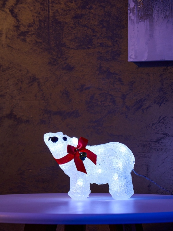 Светодиодная фигура &laquo;Мишка&raquo; 12 &times; 17 см, акрил, 20 LED, батарейки ААх2 (не в комплекте), свечение белое