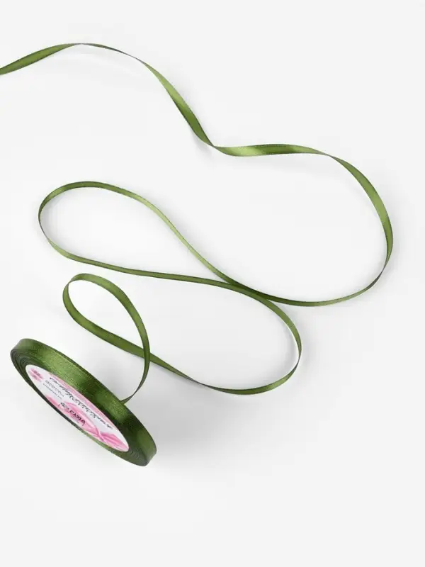 Лента атласная, 6 мм, 23&plusmn;1 м, насыщенно-зелёная №113