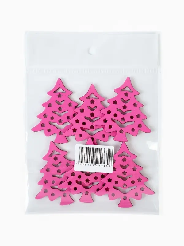 Декор "Красные елочки", набор 6 шт.