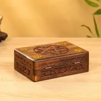 Шкатулка резная "Пента" 18х13х6 см, дерево шишам