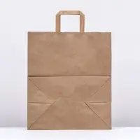 Пакет бумажный, плоская ручка крафт 32&times;20&times;37 см, 90 г/м&sup2;