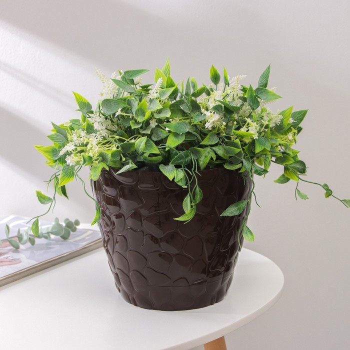 Горшок с поддоном &laquo;Камешки&raquo;, 5 л, цвет шоколадный