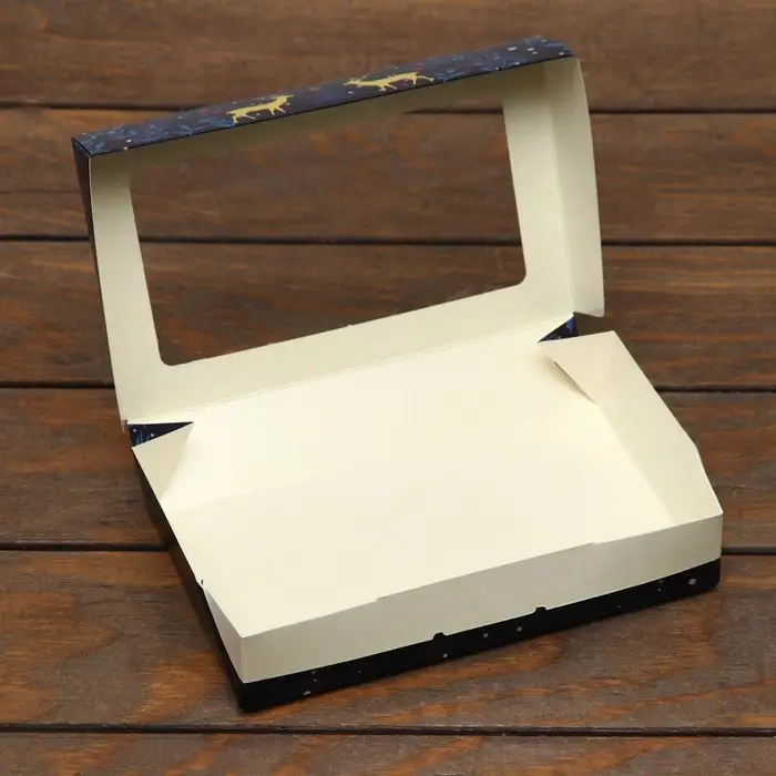 Коробка складная &laquo;Олени&raquo;, 20&times;12&times;4 см с окном