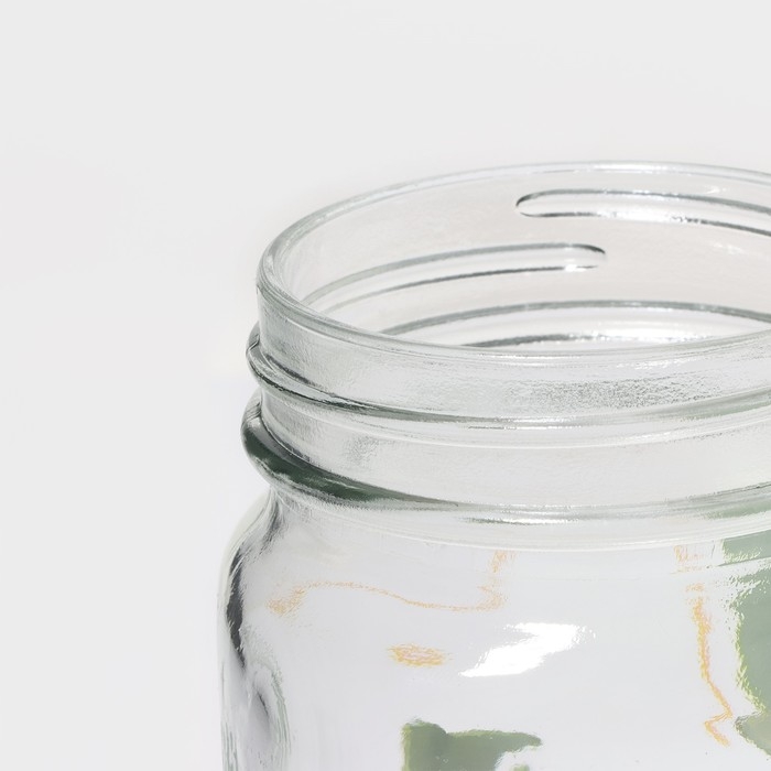 Набор банок стеклянных Доляна &laquo;Свежий бриз&raquo;, 2 предмета: 2 банки с крышками и трубочками 450 мл