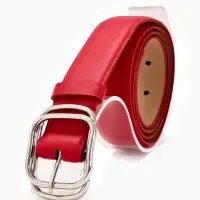 Ремень жен 06-01-02-01, Июнь2504, 3,2*0,3*110 см, без винта, пряж металл, 1 прокол, красный   109031