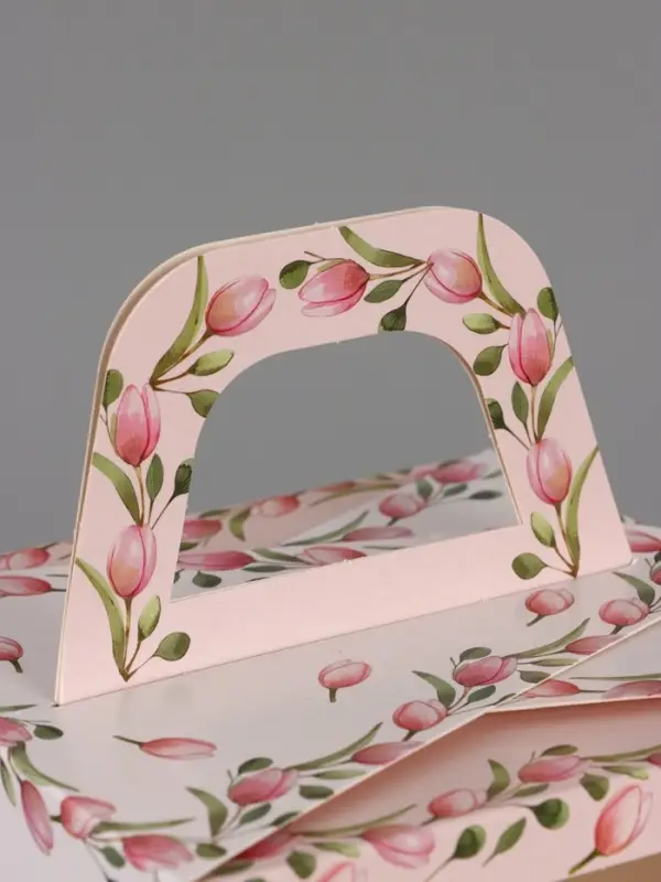 Пасхальная коробочка с окном "Тюльпаны" 15 х 15 х 18 см