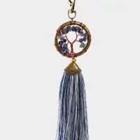 Брелок ловец снов "Великое древо" 19 см, цв. бело-синий