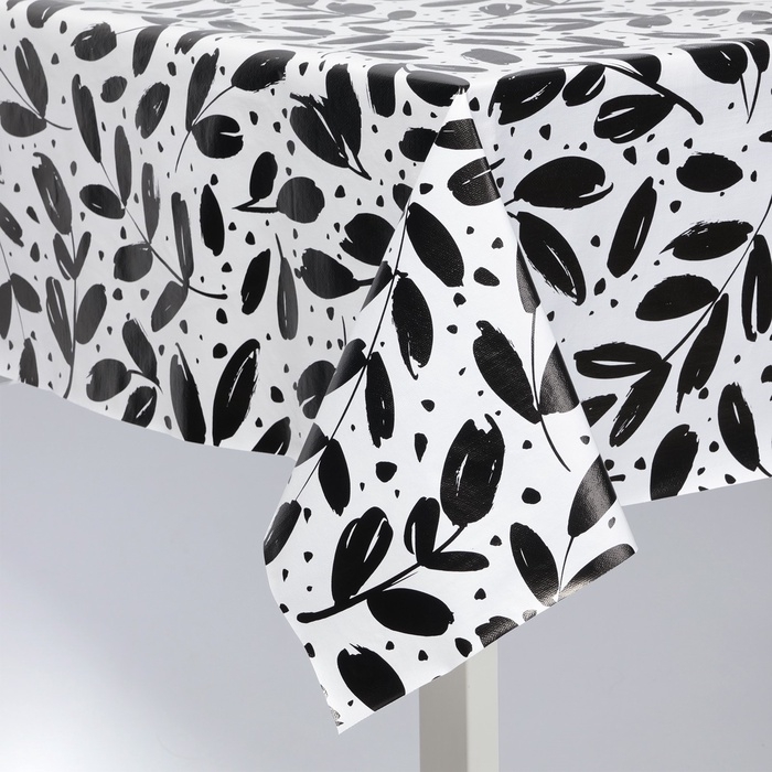 Скатерть на стол Доляна 137&times;180 см, черно-белая