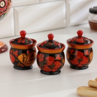 Набор специй &laquo;Земляничка&raquo;, средний, 15&times;15&times;6 см, хохлома