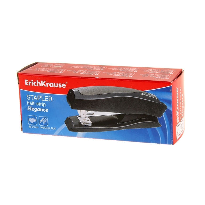 Степлер №24/6, 26/6 до 30 листов ErichKrause Elegance Half-strip, вмещает до 100 скоб, глубина закладки бумаги до 55мм, микс