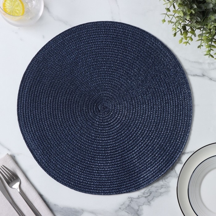 Салфетка сервировочная на стол Доляна &laquo;Лофт&raquo;, d=38 см, цвет синий