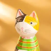 Сувенир дерево "Кошка сидящая" цв. жёлтый, 6х6х15 см