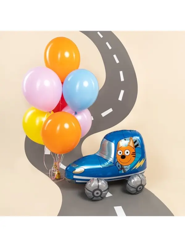 Воздушный шар фольгированный 3D 29" &laquo;Три Кота. Коржик в машине&raquo;