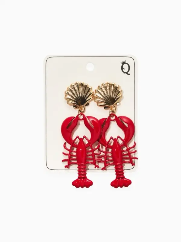 Серьги "Раки", цвет красный в золоте