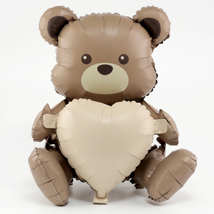 Шар фольгированный 26" &laquo;Сливочный мишка с сердцем&raquo;, под воздух