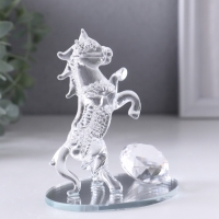 Сувенир стекло "Конь на дыбах, с бриллиантом" 8,5х6х9,5 см