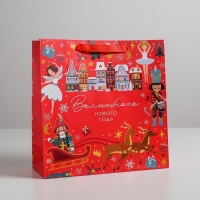 Пакет подарочный новогодний ламинированный квадратный &laquo;Щелкунчик&raquo;, 30 х 30 х 12 см, Новый год