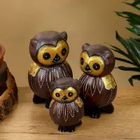 Набор сувенирный "Совята" дерево H 14, 12, 10 см, цв. коричневый