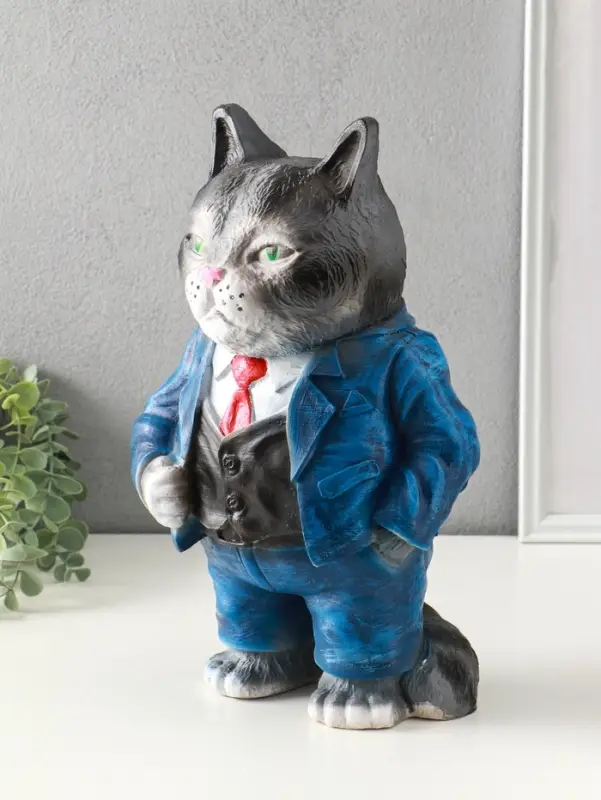 Копилка "Кот Тимофей" 35х22х15 см, серый