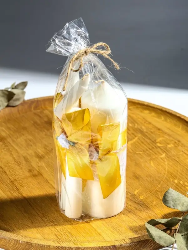 Свечи свадебные "Пышный" набор 3 шт (16 см + 2 шт по 18 см), золотистый