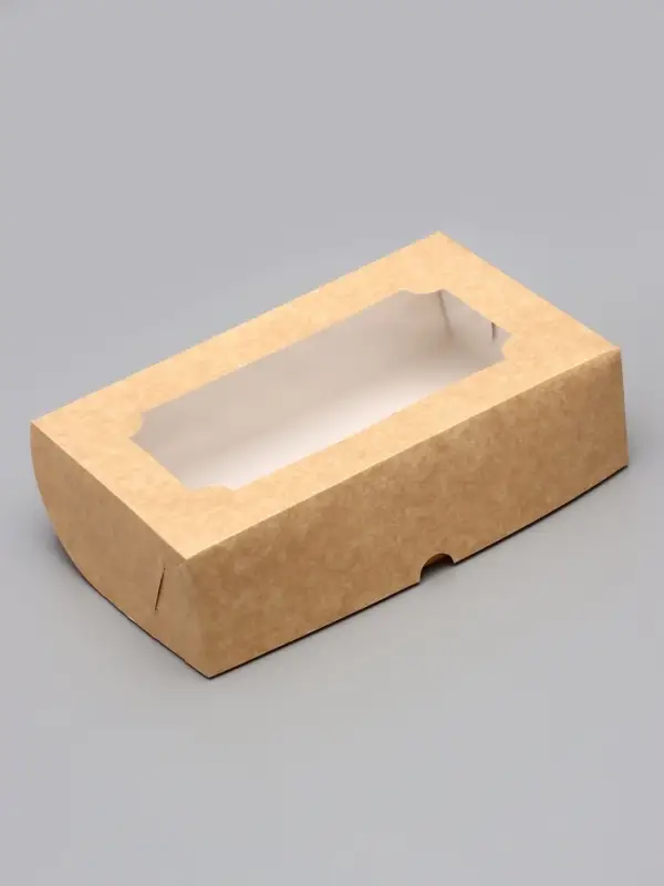 Коробка складная с окном под зефир, крафт, 25&times;15&times;7 см