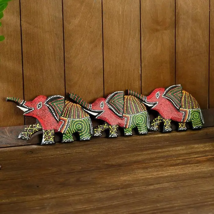 Панно декоративное "Три слона" 50х13х1,5 см МИКС