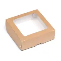 Коробка пищевая, с окном, крафт, 10&times;10&times;3.5 см