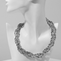 Колье &laquo;Цепь&raquo; косичка, цвет глянцевое серебро, 40 см