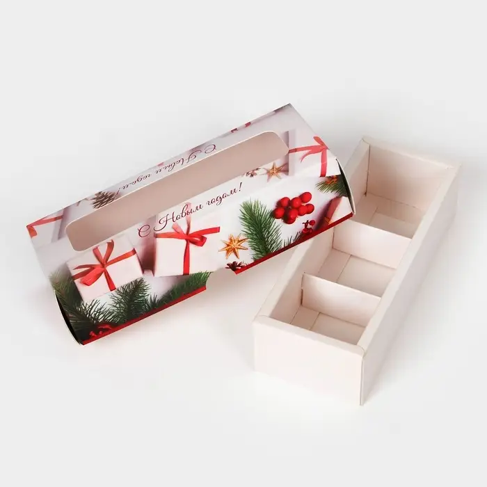 Коробка под 3 конфеты, &laquo;Новогодние подарки&raquo;, 13&times;5&times;3.3 см