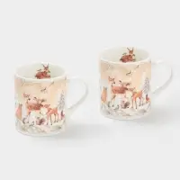 Набор кружек новогодних &laquo;Лесное чудо&raquo;, 2 шт., 220 мл, керамика, подарочная упаковка, бежевый