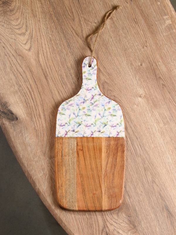 Доска разделочная прямоугольная "Оттенки сирени" дерево манго 41х18 см