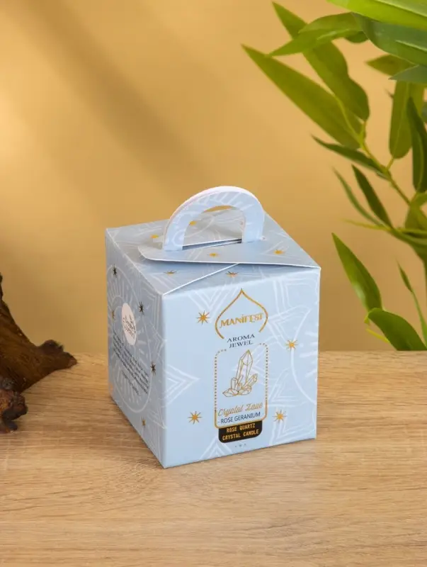 Свеча в стекле с камнем Manifest роза 200 гр соевый воск