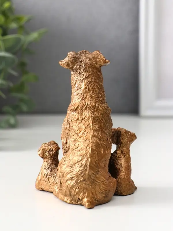 Фигура &laquo;Терьер с щенками&raquo;, 10&times;7&times;7.5 см, бронза