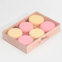 Кондитерская упаковка, коробка для макарун с PVC крышкой, &laquo;Цветы&raquo;, 18 х 12 х 3.5 см