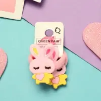 Резинки для волос &laquo;Крошка&raquo;, набор 2 шт., зайка, 3 см, розовые