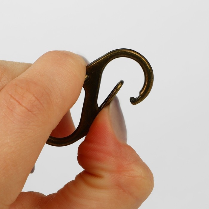 Карабин металлический, двойной, 40 &times; 18 мм, 5 шт, цвет бронзовый