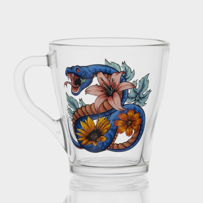 Кружка стеклянная кофейная &laquo;Цветы и змеи&raquo;, 250 мл