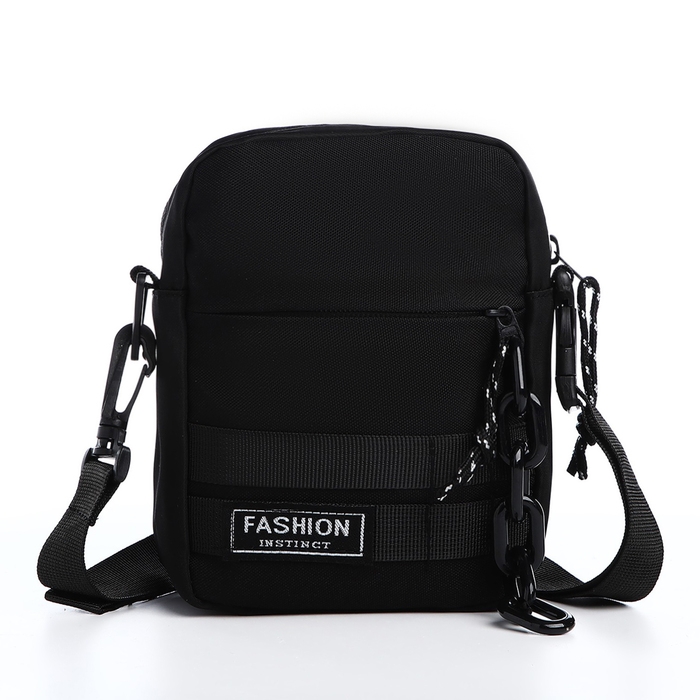 Сумка молодёжная на молнии, 1 наружный карман, цвет чёрный