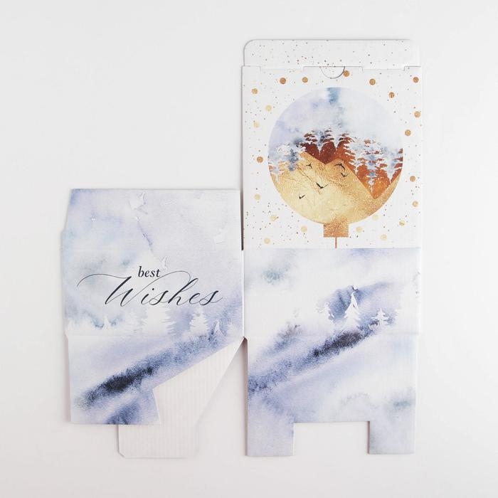 Коробка подарочная новогодняя складная &laquo;Best wishes&raquo;, 15 х 15 х 7 см, Новый год