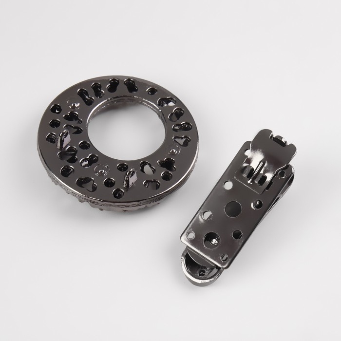 Декоративная застёжка, 7,5 &times; 4,5 см, цвет чёрный