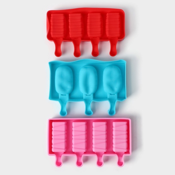 Набор форм для мороженого Доляна &laquo;Венеция&raquo;, 3 шт, силикон, 19&times;11 см