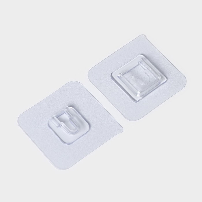 Крючки держатели двойные самоклеящиеся, набор 10 пар, 5,7&times;5,7&times;1см, цвет прозрачный