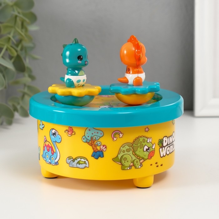 Сувенир музыкальный механический магнитный "Динозавры" 12,2х12,2х11,5 см