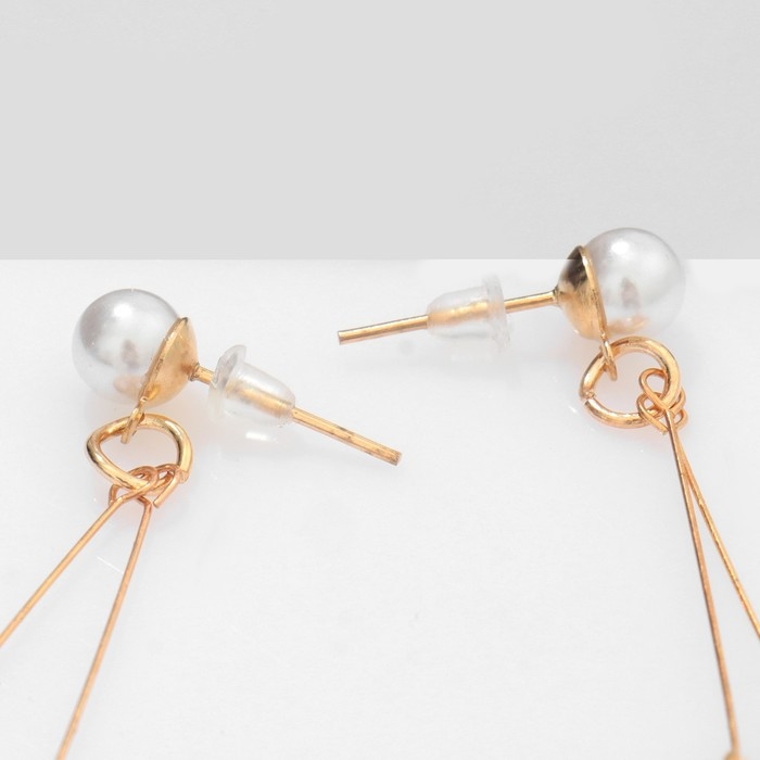 Серьги висячие &laquo;Жемчуг&raquo; вишенка, d=6, d=8, d=10, цвет белый в золоте