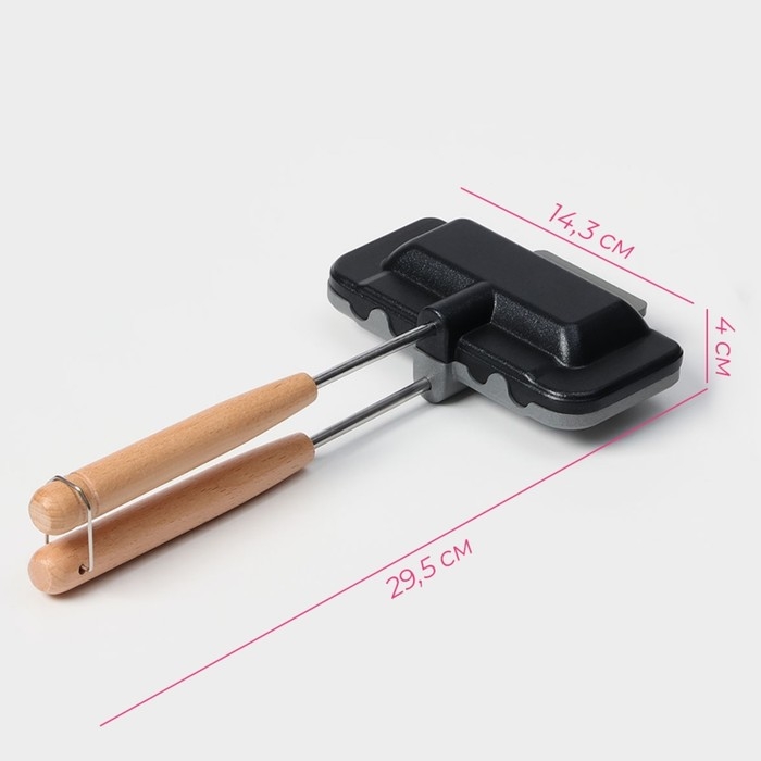 Сковорода двусторонняя для выпечки сэндвичей Доляна, 29,5&times;14,3&times;4 см, с антипригарным покрытием