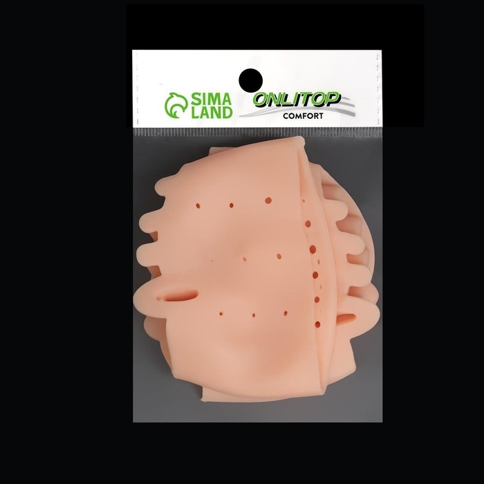 Корректоры - разделители для пальцев ног, на манжете, дышащие, 4 разделителя, силиконовые, 8 &times; 7 см, пара, цвет бежевый