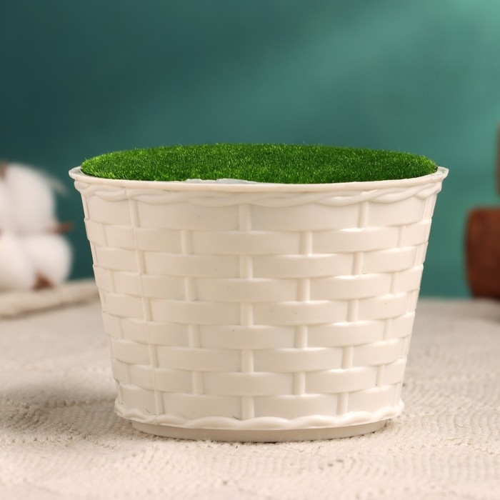 Флористическое кашпо "Корзинка" белое, 10х10х7см