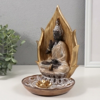 Подставка под благовония "Будда и золотой лотос" корица и золото 37х6х30 см