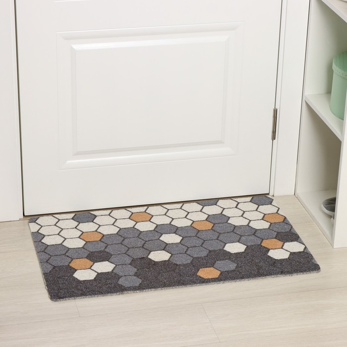 Коврик придверный грязезащитный Доляна &laquo;Гамма&raquo;, вырезной, 50&times;80 см, цвет серый