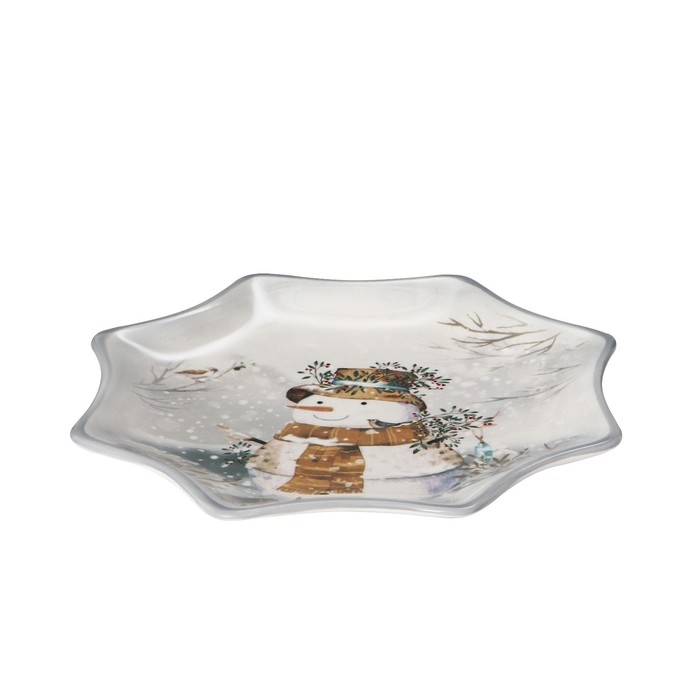 Блюдо сервировочное Доляна &laquo;Рождественский снеговик&raquo;, d=20 см, цвет белый